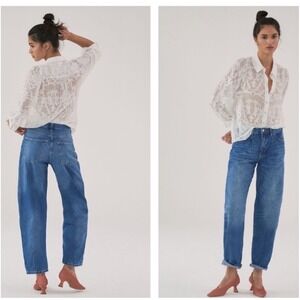 Pilcro Anthropologie The Breaker Tapered Barrel Wide Leg Jeans Denim Size 29